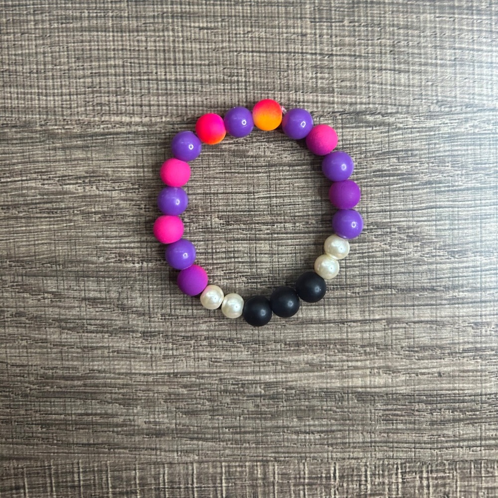 Cute Purple Pink Orange Beaded 8mm Beaded Bracelet For Teens And Kids